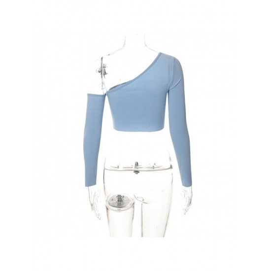  2024 Slant Shoulder Crop Women's Top
