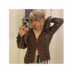 Designer Zippers Long Sleeve Ladies Hooded Collar Top Designer Zippers Long Sleeve Ladies Hooded Collar Top