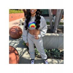 Rainbow Printed Matching 2 Piece Jogger Sets 