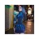  Slim High Collar Printing Women's Long Sleeve Dress