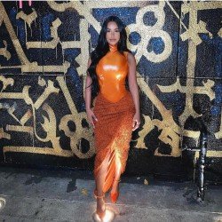 Turtle Neck Patchwork Sleeveless Maxi Dresses
