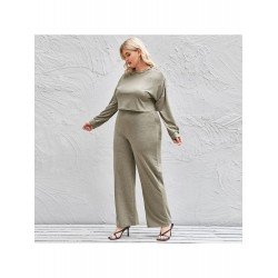 Pure Color Round Neck Women's Trousers Suit  Pure Color Round Neck Women's Trousers Suit