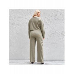 Pure Color Round Neck Women's Trousers Suit  Pure Color Round Neck Women's Trousers Suit