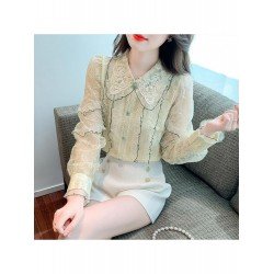  2024 Fall French Lace Embroidery Long Sleeve Shirt