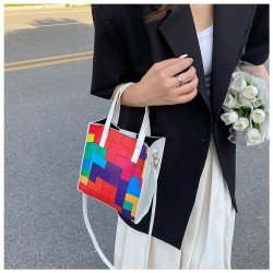  Fashion Contrast Color Plaid Women's Satchels