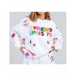  Fashion Letter Printed Butterfly Pattern Pullover Top