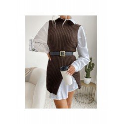 Sleeveless Slit Black Sweaters For Women Sleeveless Slit Black Sweaters For Women