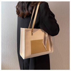  PU Contrast Color Large Capacity Women's Bag