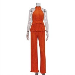 Stringy Selvedge Backless Halter Top And Pant Sets