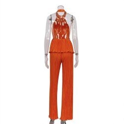 Stringy Selvedge Backless Halter Top And Pant Sets