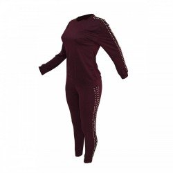 Faux-Pearls Matching 2 Piece Jogger Sets Women