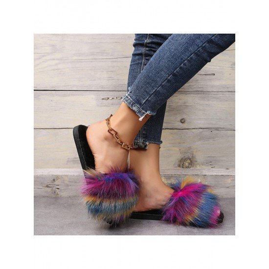  2024 Flat Fur Home Slippers For Women