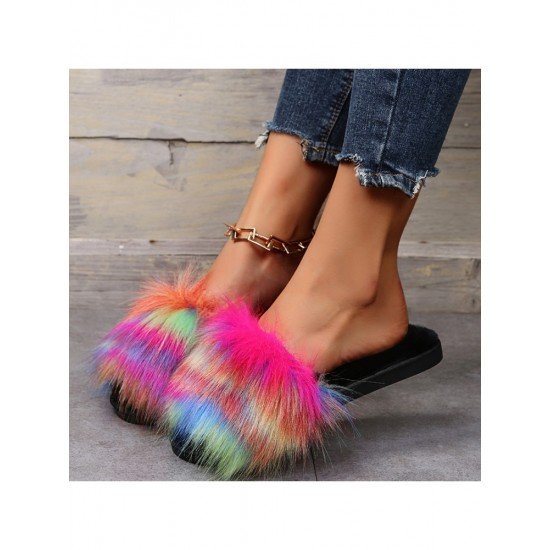  2024 Flat Fur Home Slippers For Women
