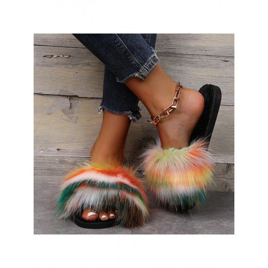  2024 Flat Fur Home Slippers For Women