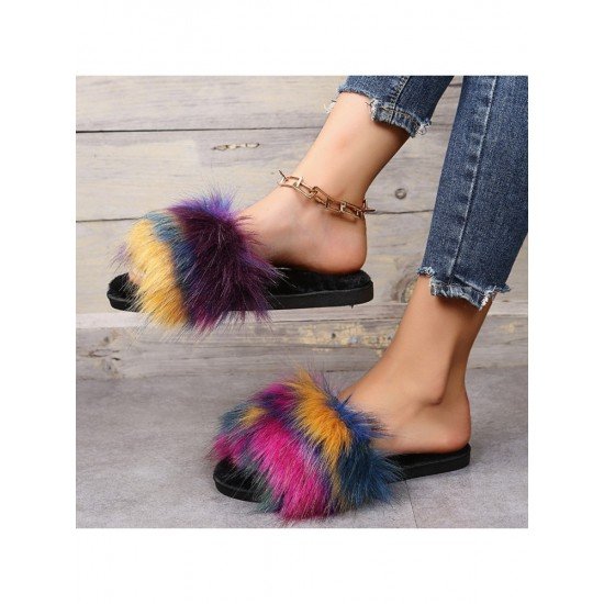  2024 Flat Fur Home Slippers For Women