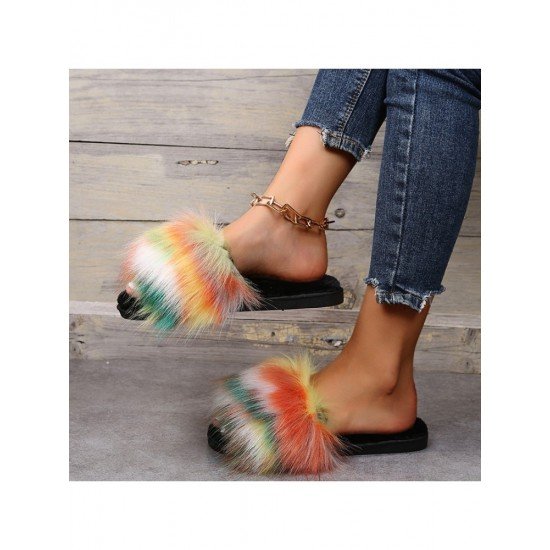  2024 Flat Fur Home Slippers For Women