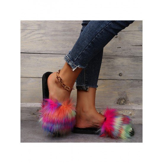  2024 Flat Fur Home Slippers For Women
