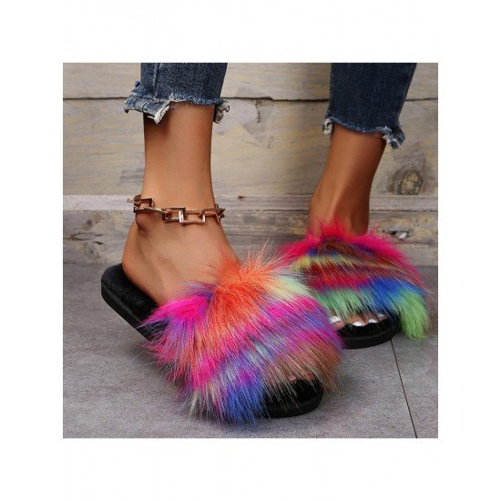  2024 Flat Fur Home Slippers For Women
