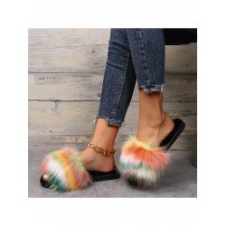2024 Flat Fur Home Slippers For Women  2024 Flat Fur Home Slippers For Women