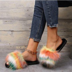 2024 Flat Fur Home Slippers For Women