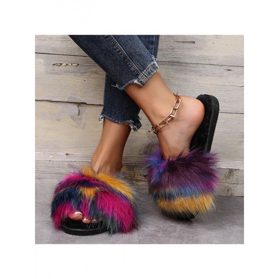  2024 Flat Fur Home Slippers For Women