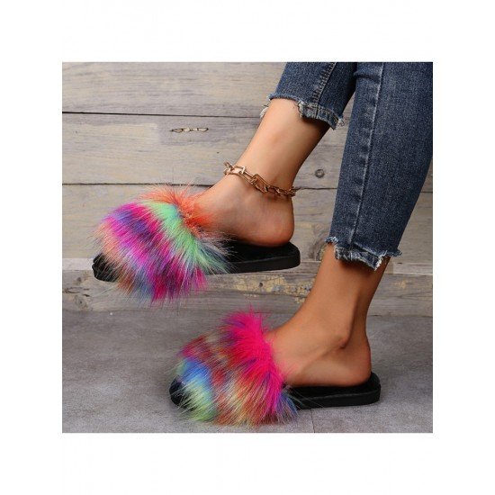  2024 Flat Fur Home Slippers For Women