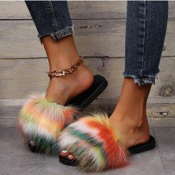  2024 Flat Fur Home Slippers For Women