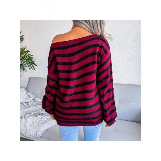  Loose Casual Striped Women's Long Sleeve Knitwear