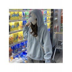  Loose Casual Hooded Pure Color Women's Sweater
