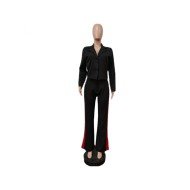  Casual Lapel Top And Split Trouser Women's Suit