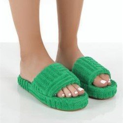  Winter Pure Color Home Platform Slippers