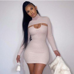 Fall Turtle Neck 2 Piece Sleeveless Dress Sets