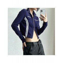 Stand Collar Fall Ladies Cropped Outerwear Stand Collar Fall Ladies Cropped Outerwear