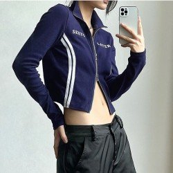 Stand Collar Fall Ladies Cropped Outerwear