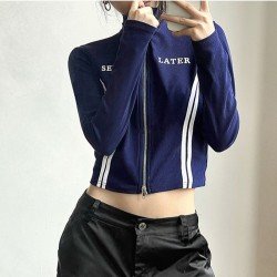 Stand Collar Fall Ladies Cropped Outerwear