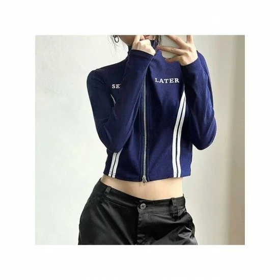 Stand Collar Fall Ladies Cropped Outerwear