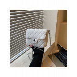 Soft PU Pure Color Rhombus Lattice Chain Bags