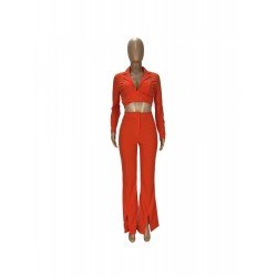 Tie Wrap Cropped Blazer Coat And Trouser Sets