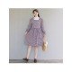  2024 Fall Square Collar Plaid Long Sleeve Dress