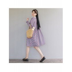 2024 Fall Square Collar Plaid Long Sleeve Dress  2024 Fall Square Collar Plaid Long Sleeve Dress