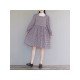  2024 Fall Square Collar Plaid Long Sleeve Dress