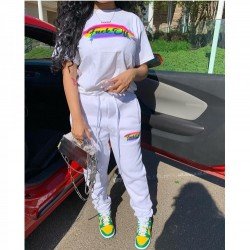  Letter Printing Women's Casual Trouser Suit