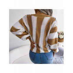 Women Lantern Sleeve V-Neck Sweater Women Lantern Sleeve V-Neck Sweater