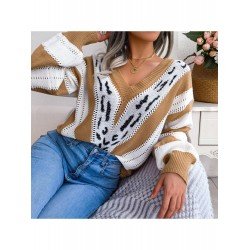 Women Lantern Sleeve V-Neck Sweater Women Lantern Sleeve V-Neck Sweater