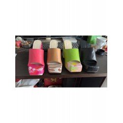 Square Toe Printed Chunky Platforms Heels  Square Toe Printed Chunky Platforms Heels