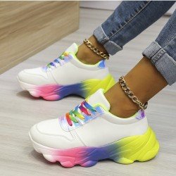 Contrast Color White Sneakers For Women