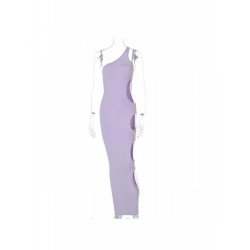 Sexy Cut Out Solid One Shoulder Sleeveless Maxi Dress Sexy Cut Out Solid One Shoulder Sleeveless Maxi Dress