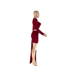 Cut Out Solid Matching 2 Piece Skirt Sets