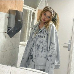  Casual Loose Hooded Butterfly Pattern Printing Coats