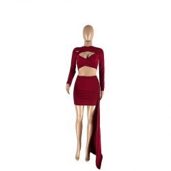 Cut Out Solid Matching 2 Piece Skirt Sets
